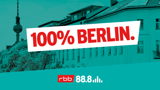 Auf einer grünen Berlin-Silhouette steht das Wort 100% Berlin (Foto: rbb 88.8)
