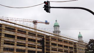 Die ehemailge Oberfinanzdirektion an der Ekche Warschauer Straße/Frankfurter Allee (Foto: radioBERLIN 88,8)